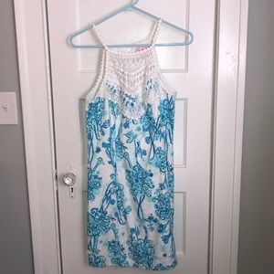Pearl Shift Lily Dress blue/white